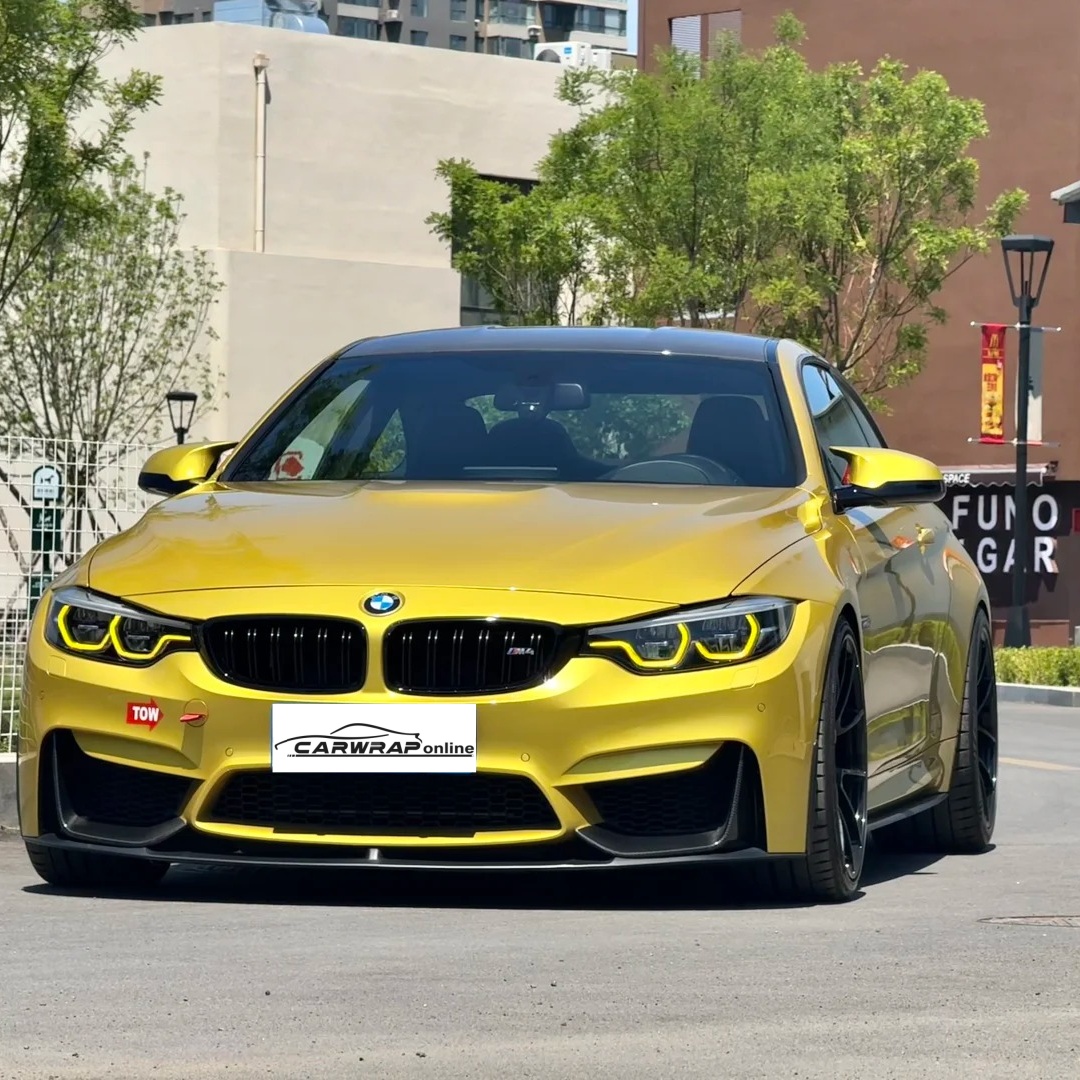 Super Bright Metallic Austin Yellow Car Vinyl Wrap