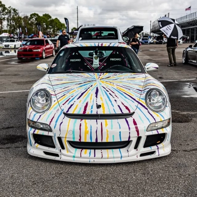 Colorful Fireworks Customized Car Vinyl Wrap 02