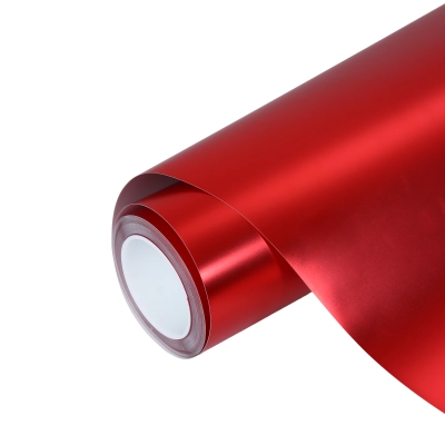 Satin Chrome Prismatic Red Car Vinyl Wrap 01