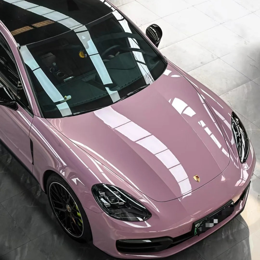 Glossy Oolong Milk Tea Pink Car Vinyl Wrap