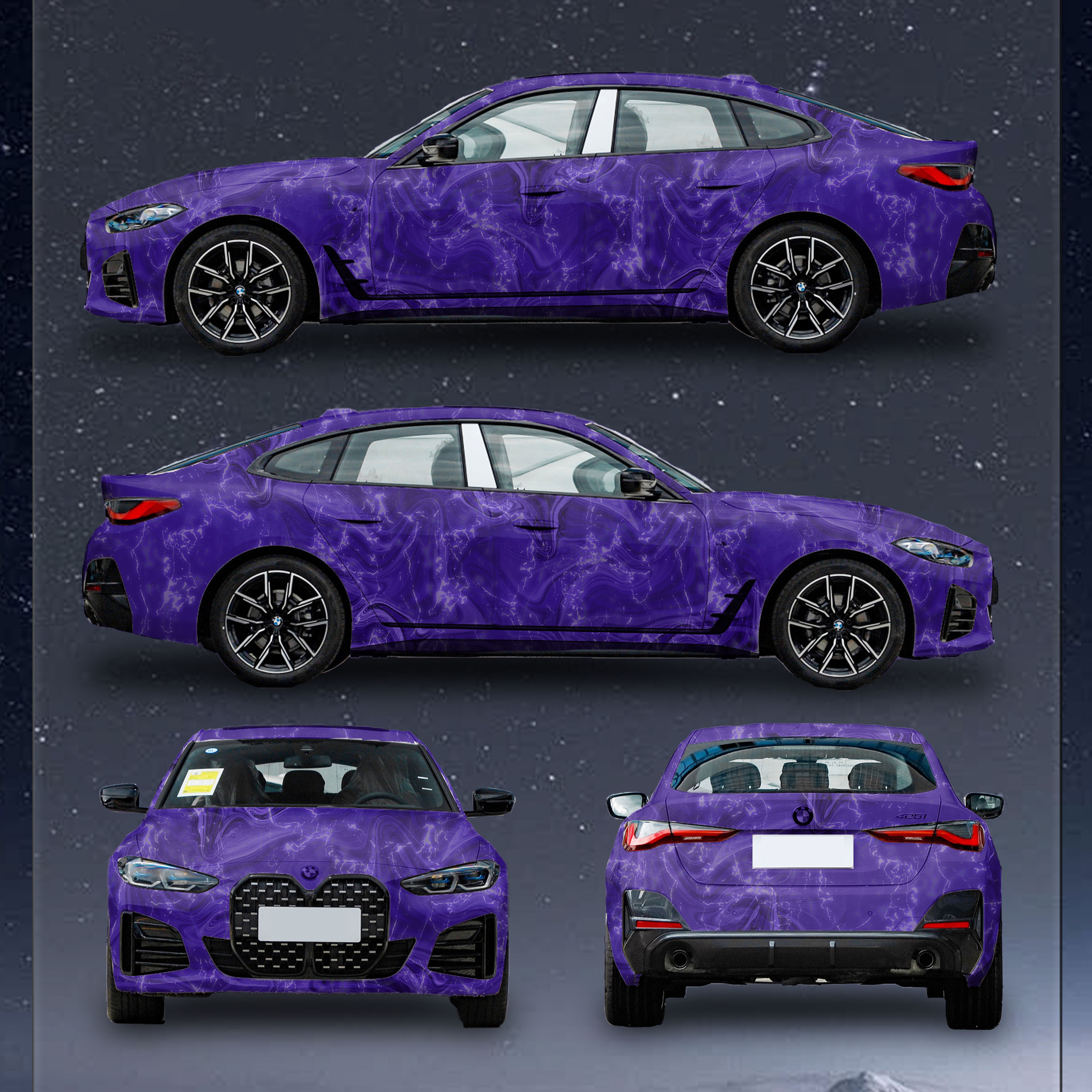 Purple Marble Customized Car Vinyl Wrap