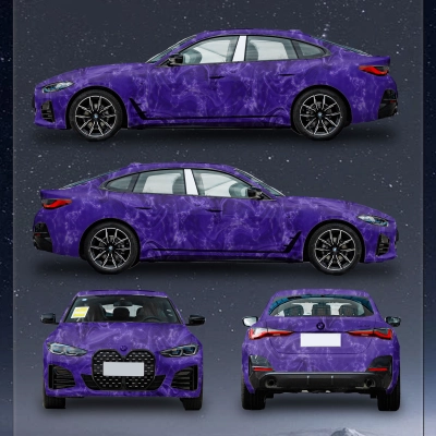 Purple Marble Customized Car Vinyl Wrap 01