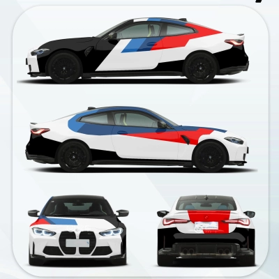 Red And Blue Customized Car Vinyl Wrap 01