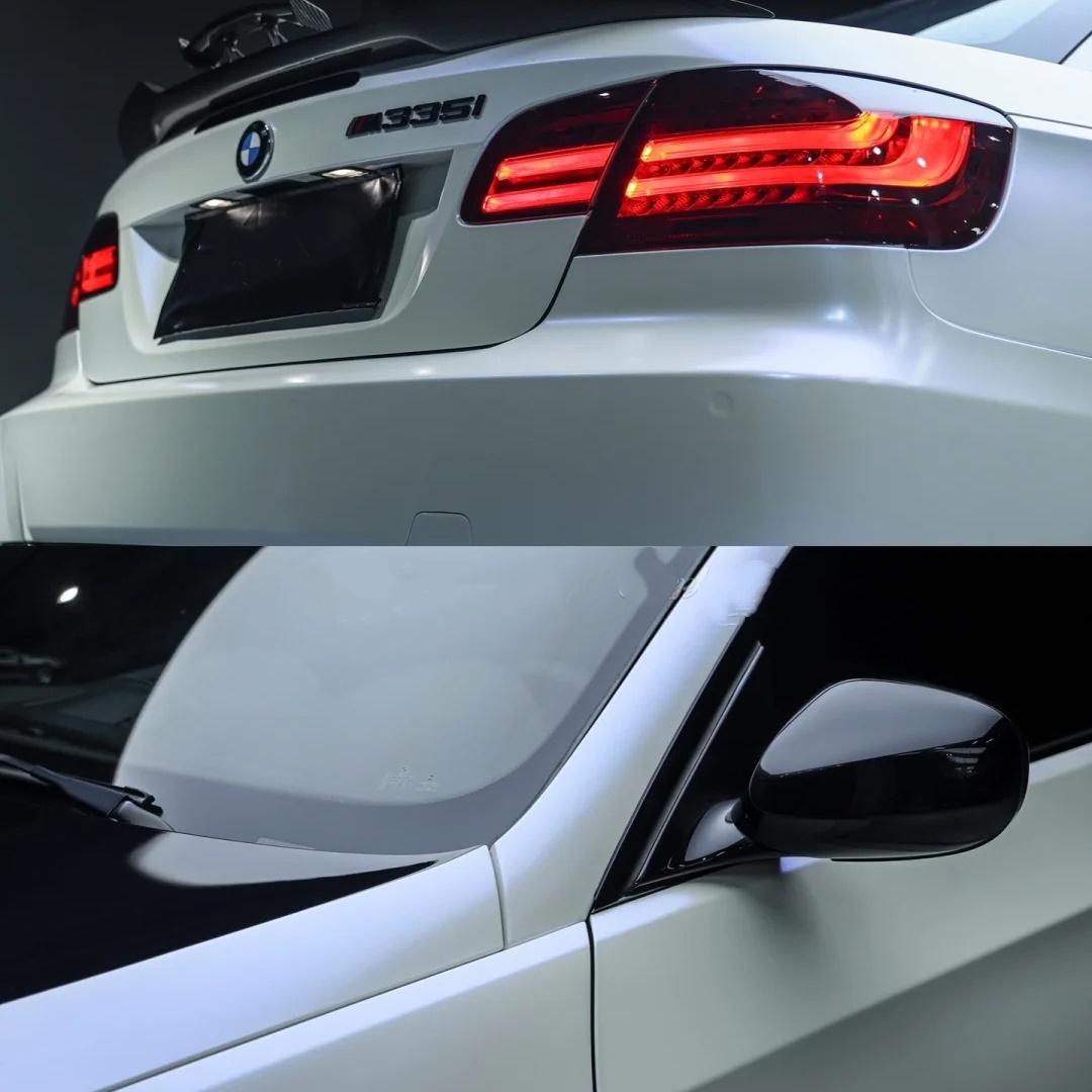 Matte White Blue Car Vinyl Wrap