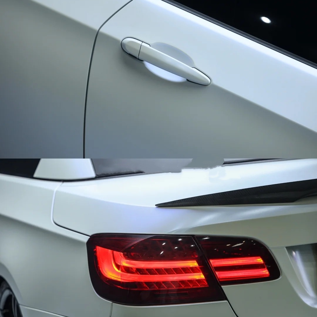 Matte White Blue Car Vinyl Wrap