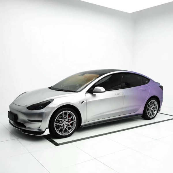 Silver To Purple Gradient Customized Car Vinyl Wrap