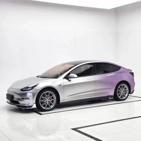 Silver To Purple Gradient Customized Car Vinyl Wrap