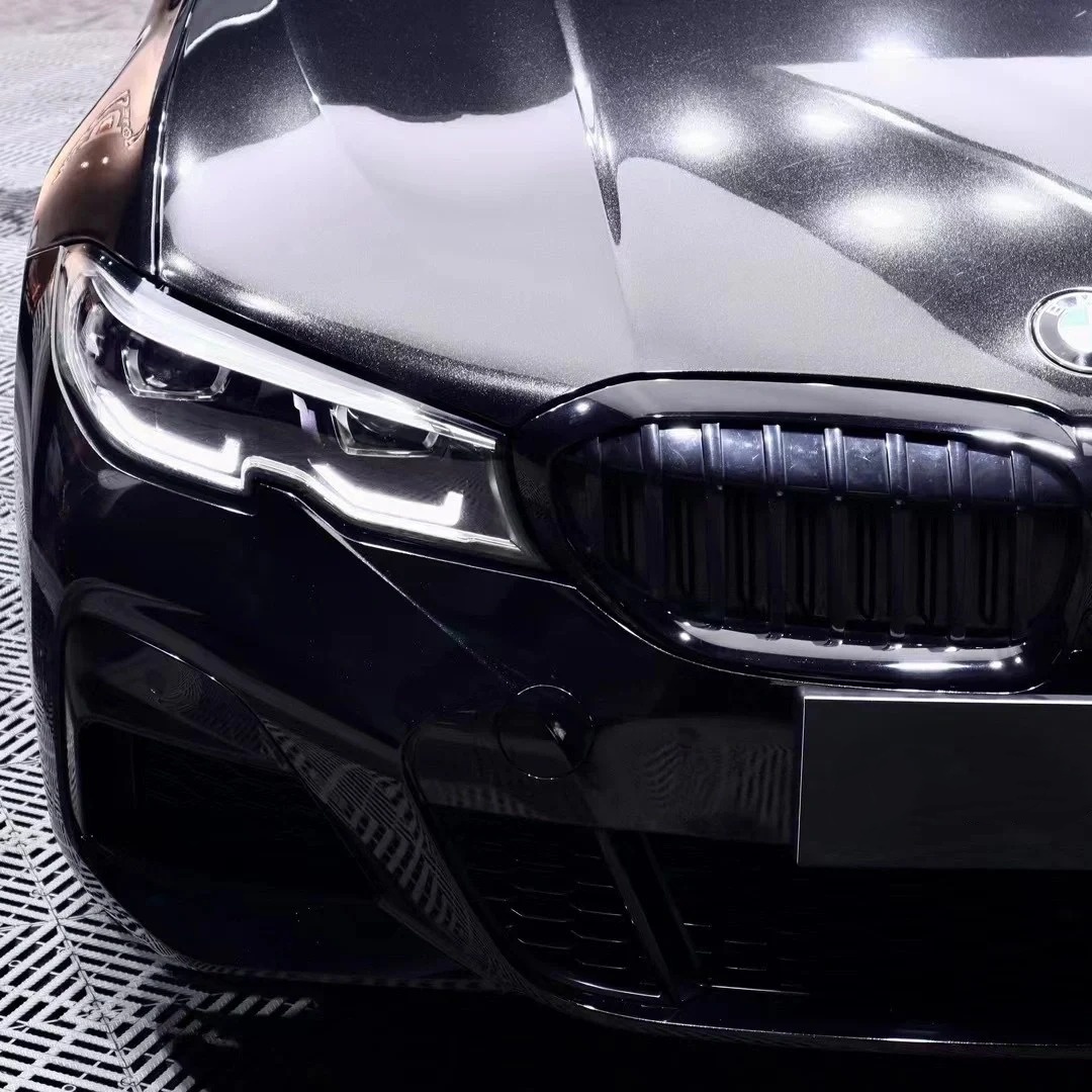 Gloss Metallic Black Car Vinyl Wrap