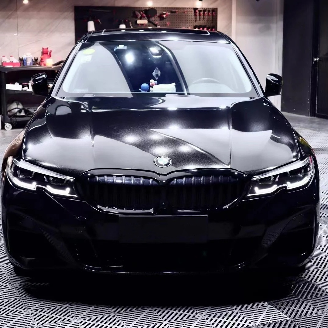 Gloss Metallic Black Car Vinyl Wrap