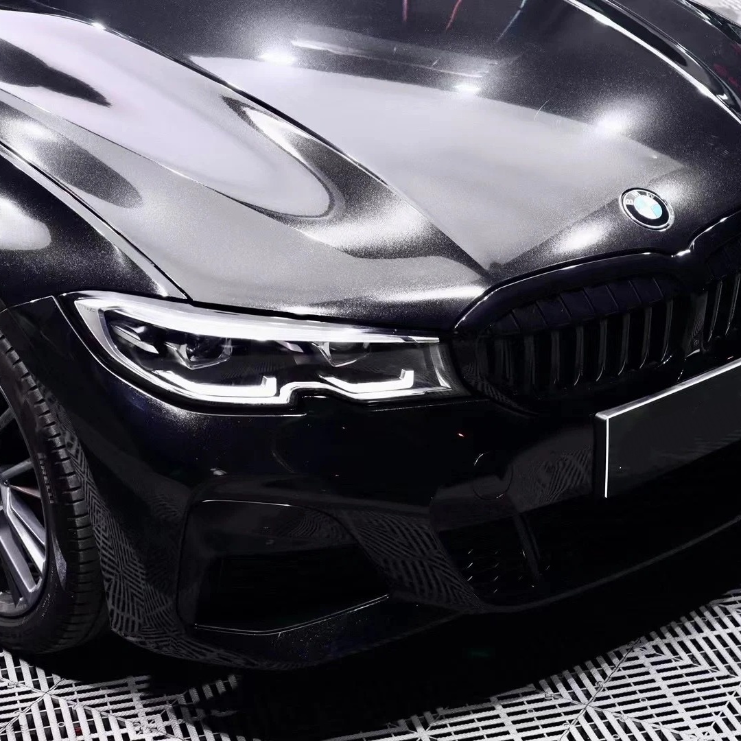 Gloss Metallic Black Car Vinyl Wrap