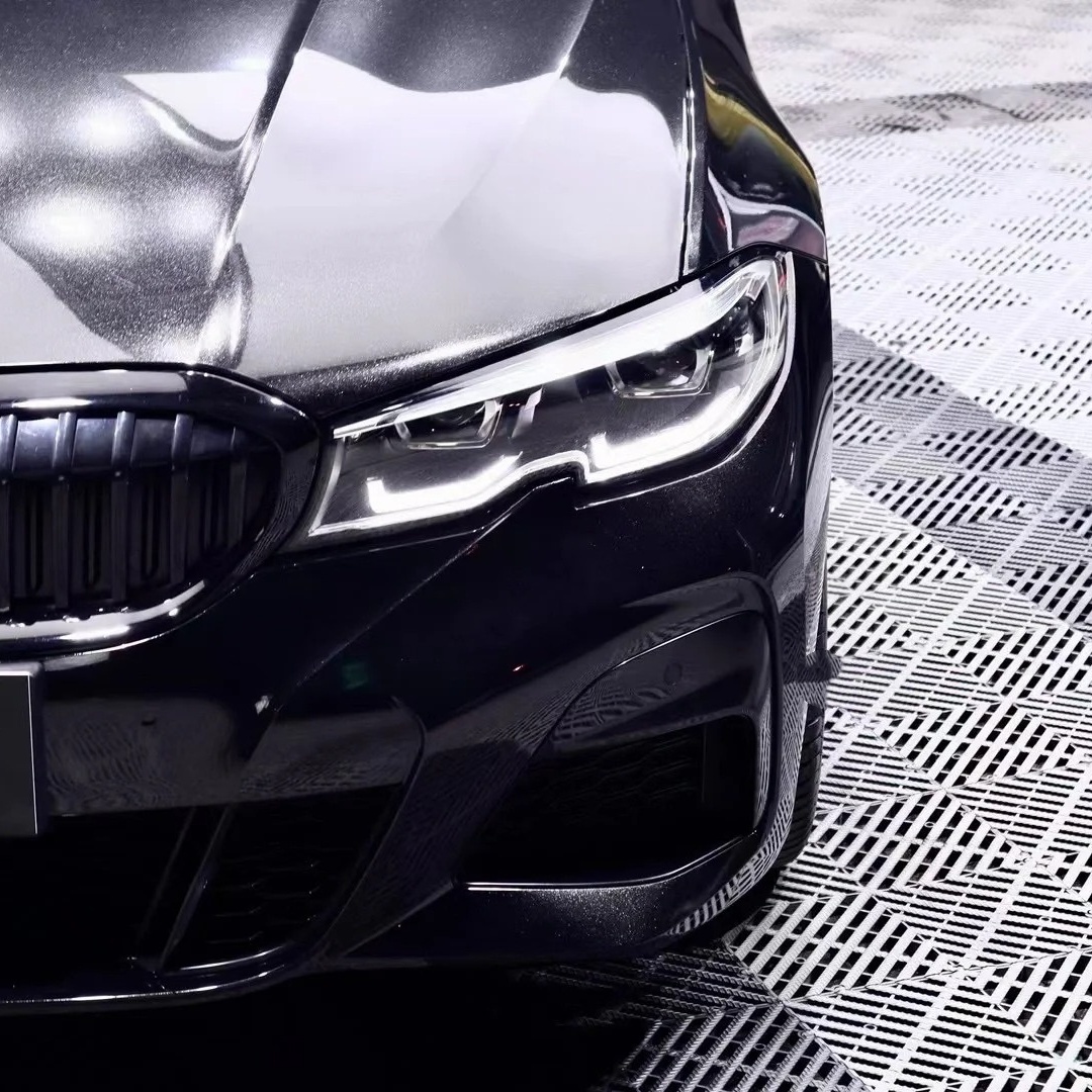 Gloss Metallic Black Car Vinyl Wrap