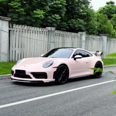Macaron Peach Pink Car Vinyl Wrap 02