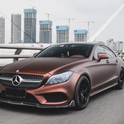 Matte Flat Coffee Brown Car Vinyl Wrap  02