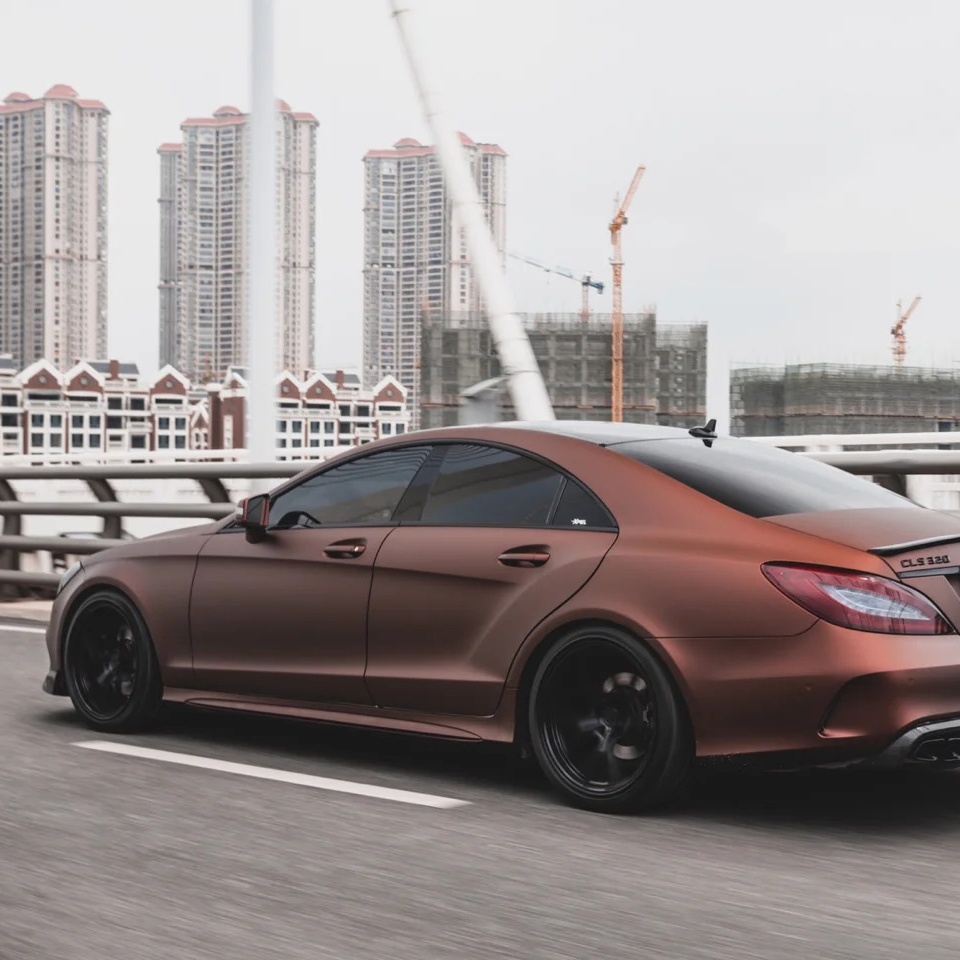 Matte Flat Coffee Brown Car Vinyl Wrap 