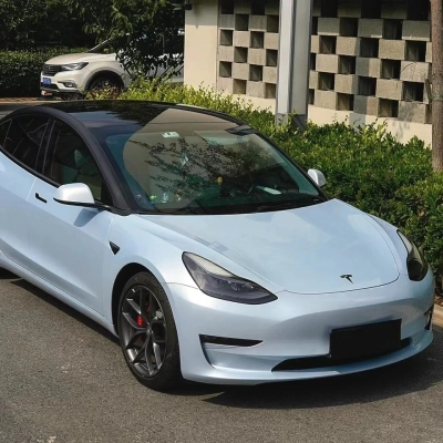 Super Gloss Macaron Blue Car Vinyl Wrap 02