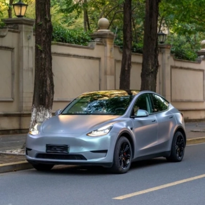 Matte Diamond Gray Blue Car Vinyl Wrap 02