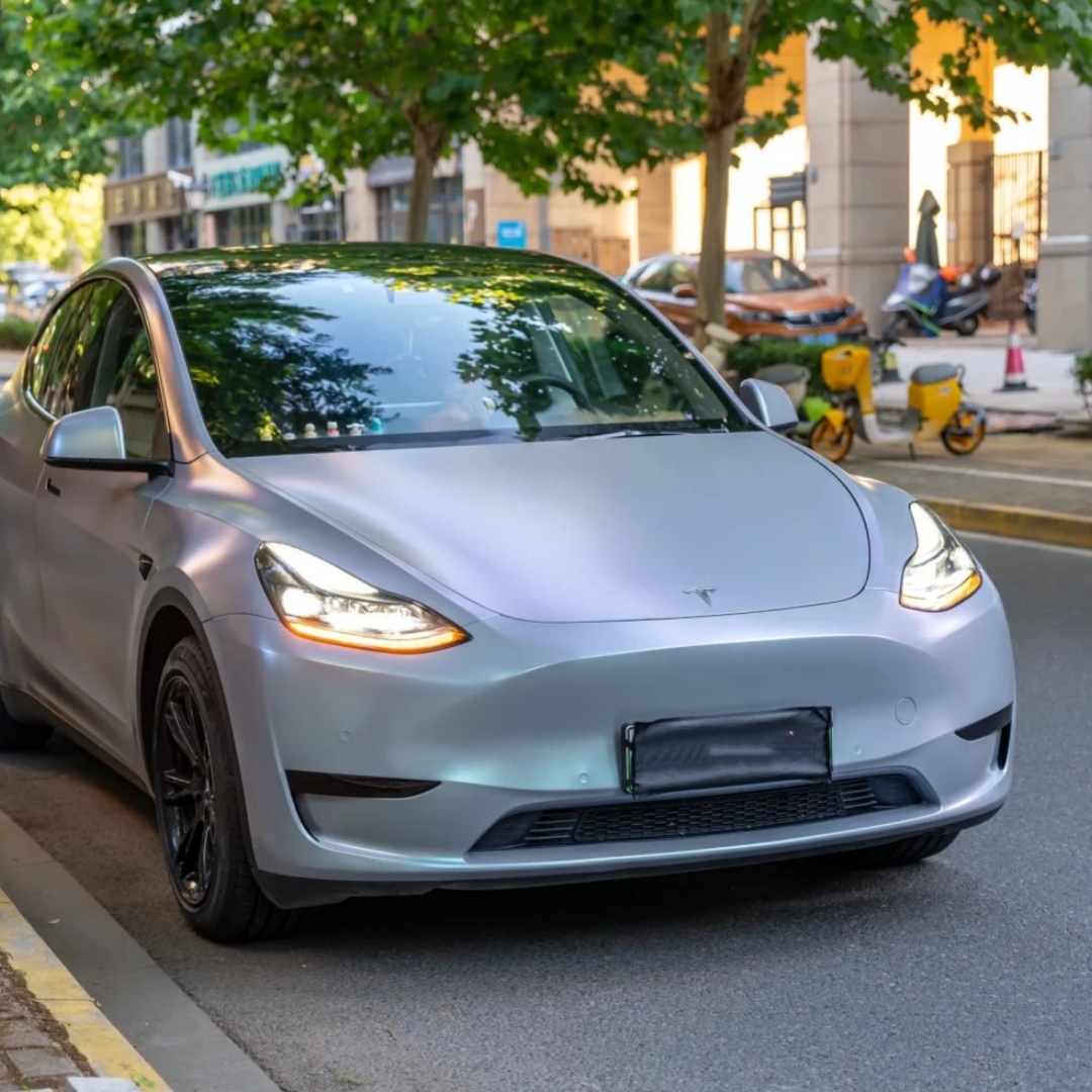 Matte Diamond Gray Blue Car Vinyl Wrap