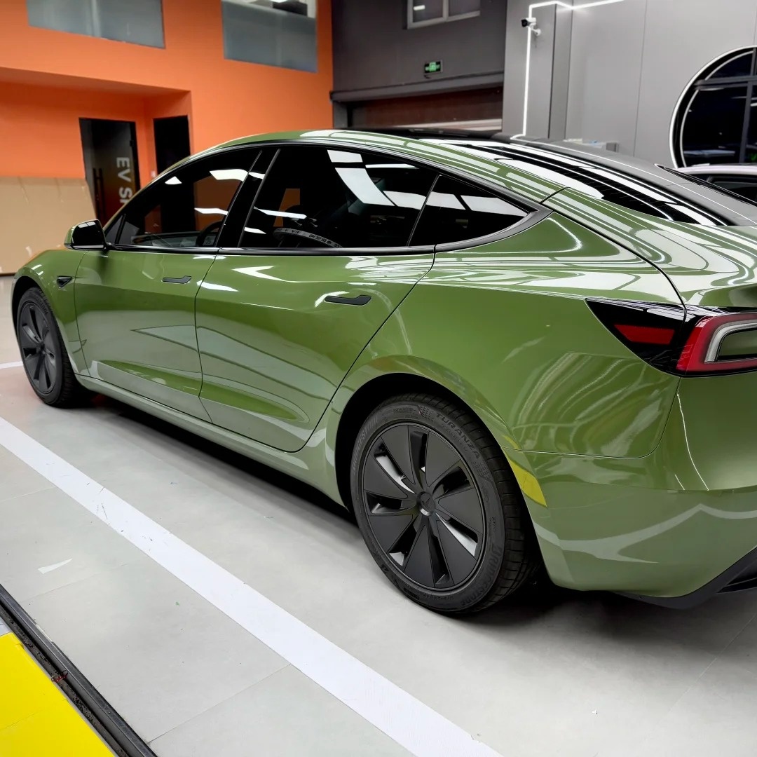 Gloss Olive Light Green Car Vinyl Wrap