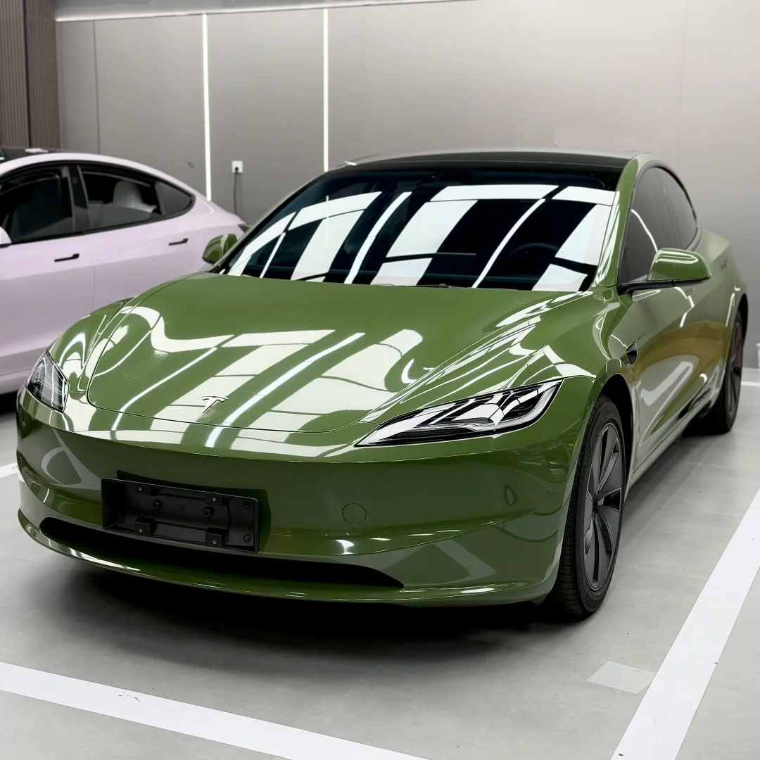 Gloss Olive Light Green Car Vinyl Wrap