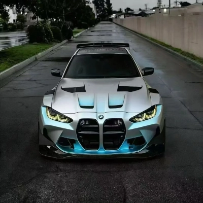 PET Matte Tech Sliver Blue Car Vinyl Wrap 01