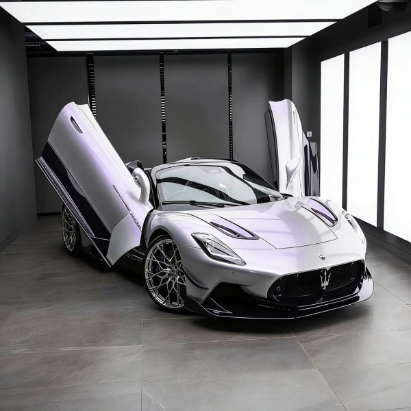  PET Gloss Technological Grey To Purple Car Vinyl Wrap