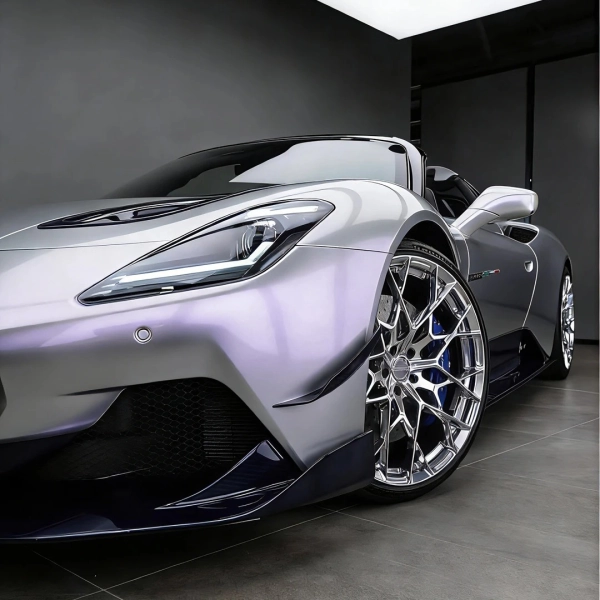  PET Gloss Technological Grey To Purple Car Vinyl Wrap