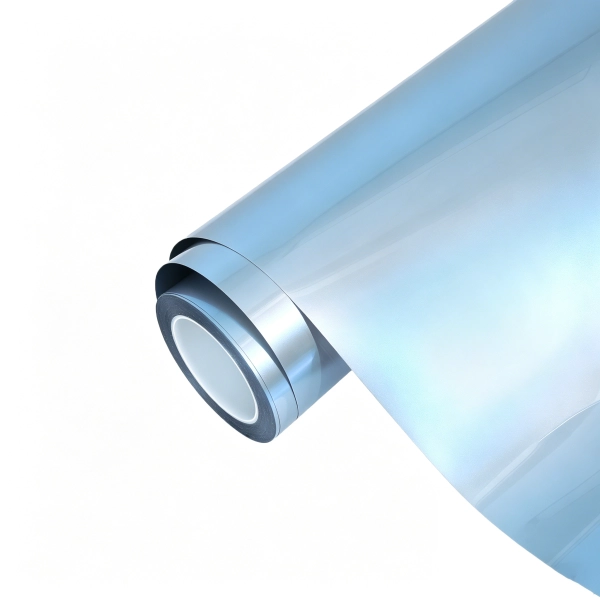 PET Glossy Technological Grey To Blue Car Vinyl Wrap
