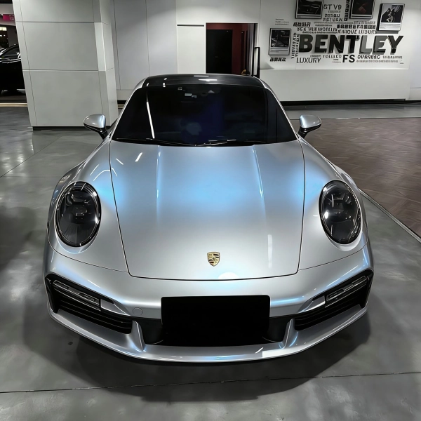 PET Glossy Technological Grey To Blue Car Vinyl Wrap