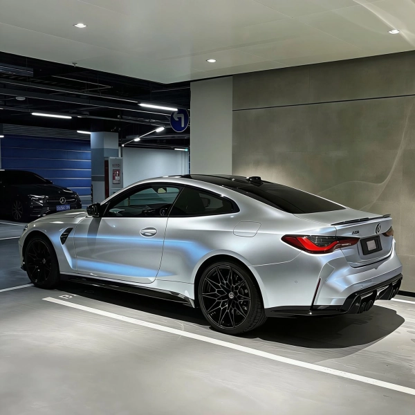 PET Glossy Technological Grey To Blue Car Vinyl Wrap