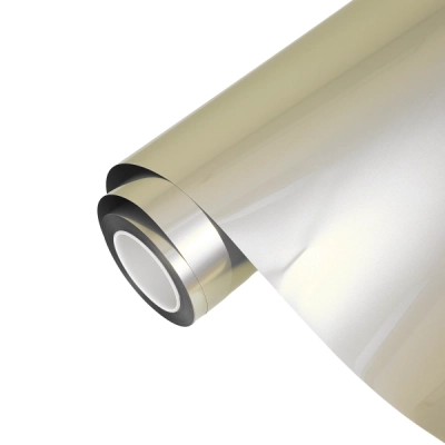 PET Glossy Technological Grey To Gold Car Vinyl Wrap 01
