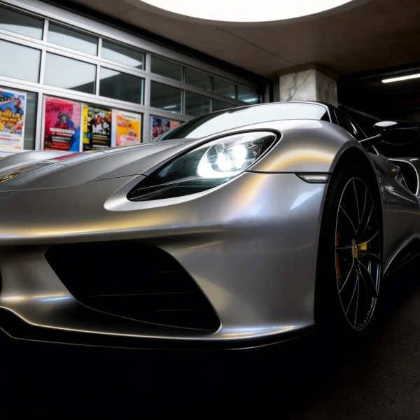 PET Glossy Technological Grey To Gold Car Vinyl Wrap