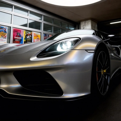 PET Glossy Technological Grey To Gold Car Vinyl Wrap 02