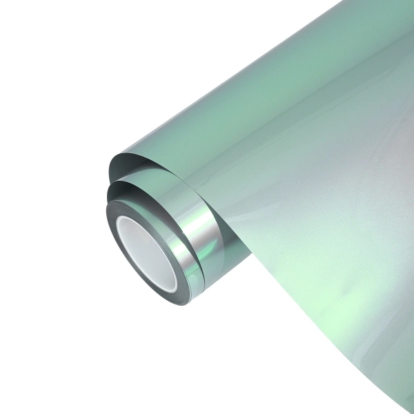 PET Glossy Technological Grey To Green Car Vinyl Wrap