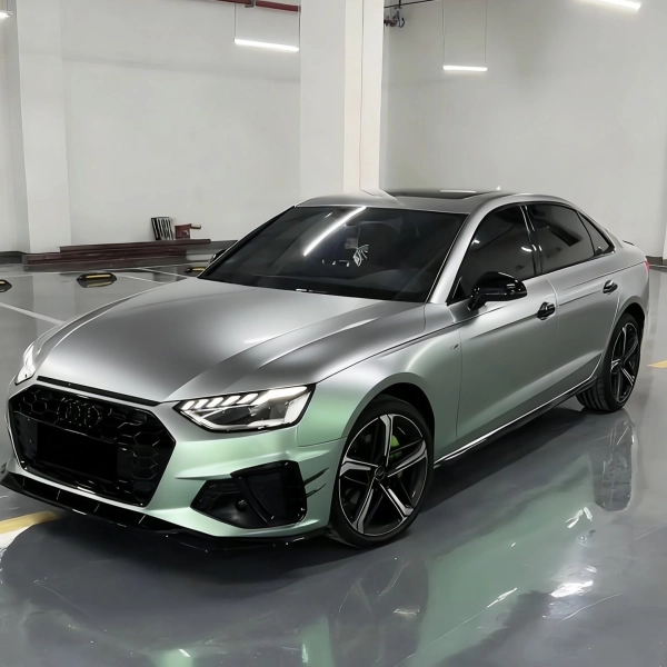 PET Glossy Technological Grey To Green Car Vinyl Wrap