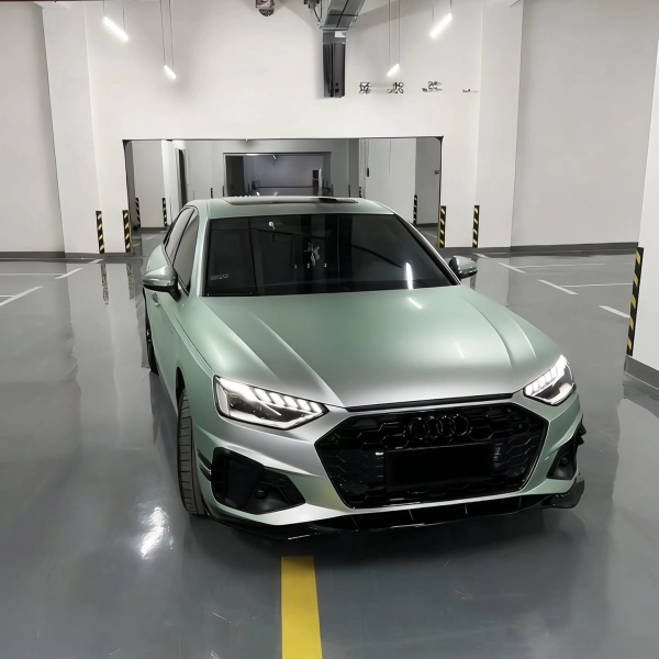 PET Glossy Technological Grey To Green Car Vinyl Wrap