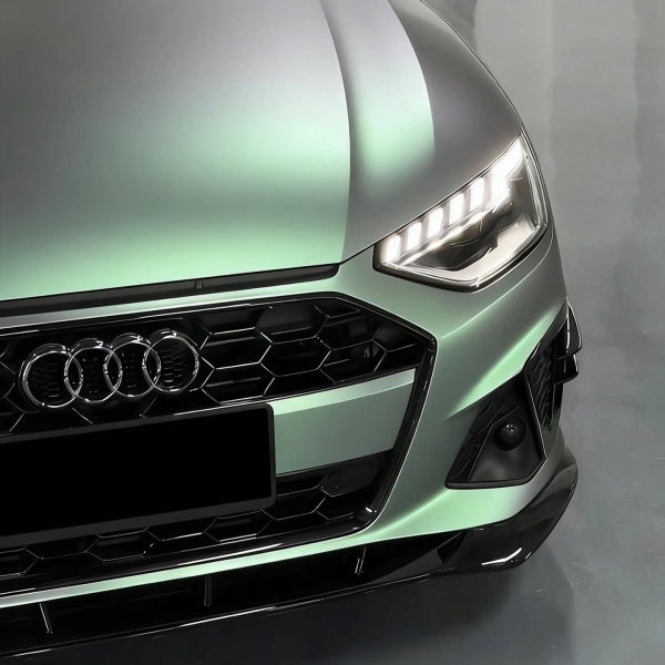 PET Glossy Technological Grey To Green Car Vinyl Wrap