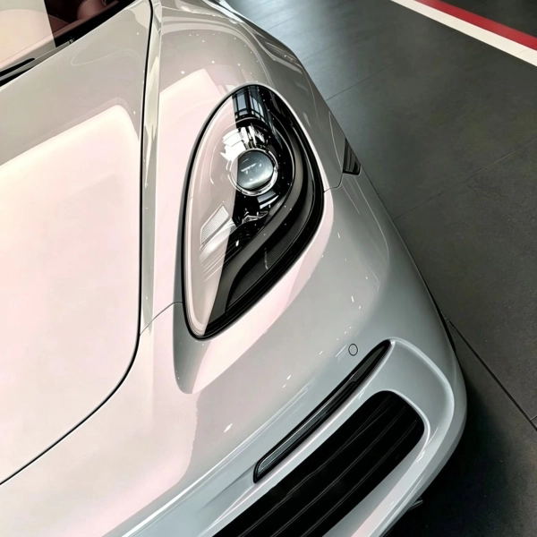PET Glossy Technological Grey To Orange Car Vinyl Wrap