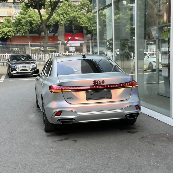 PET Glossy Technological Grey To Orange Car Vinyl Wrap