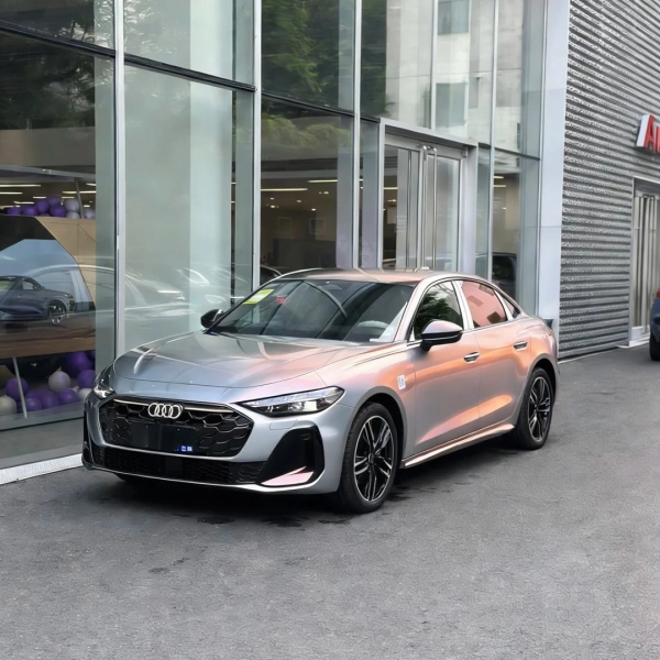 PET Glossy Technological Grey To Orange Car Vinyl Wrap