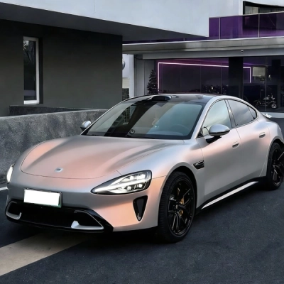 PET Matte Technological Grey To Orange Car Wrap 02