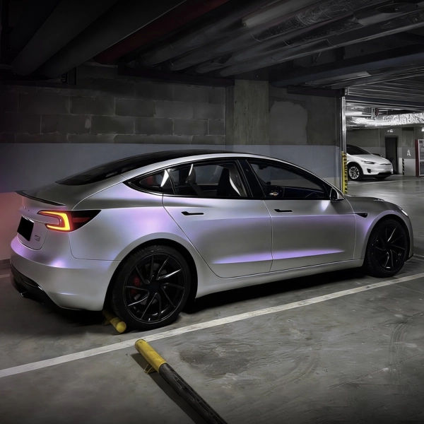  PET Matte Technological Grey To Purple Car Vinyl Wrap