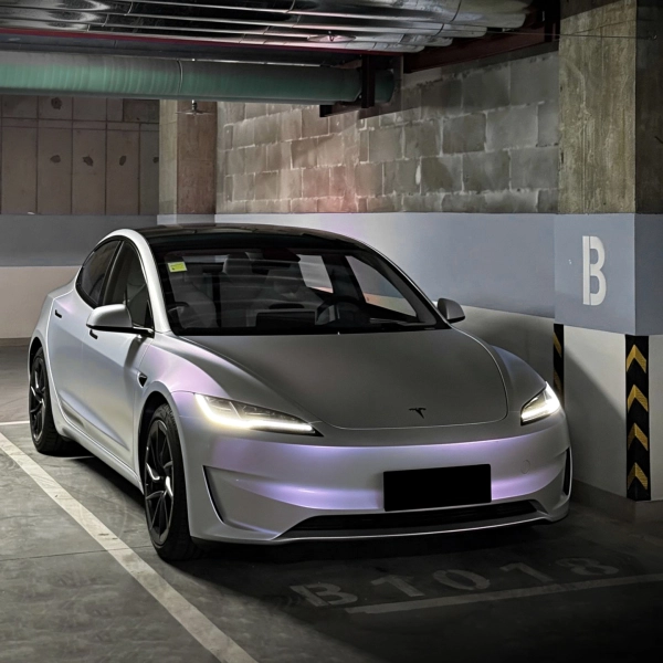  PET Matte Technological Grey To Purple Car Vinyl Wrap
