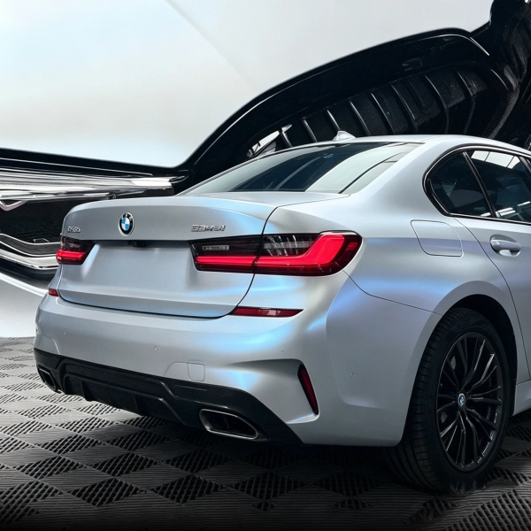 PET Matte Technological Grey To Blue Car Vinyl Wrap