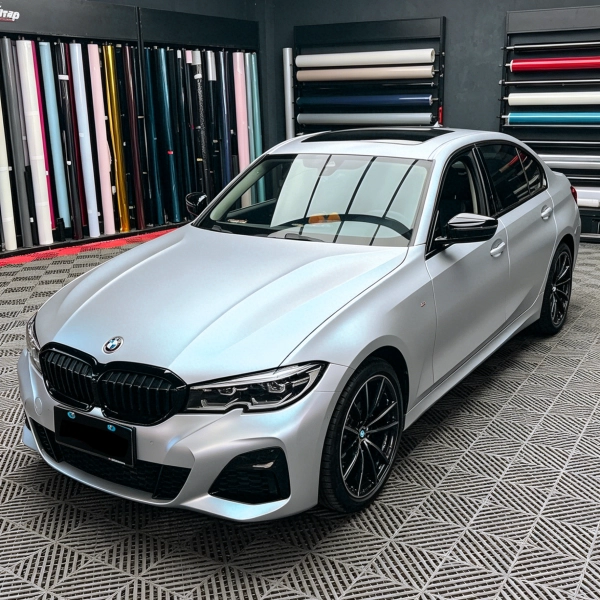 PET Matte Technological Grey To Blue Car Vinyl Wrap