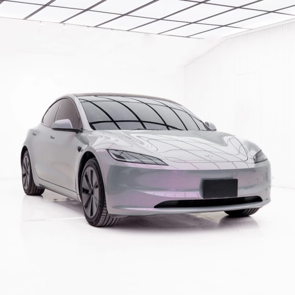 PET Technological Grey To Pink Car Vinyl Wrap