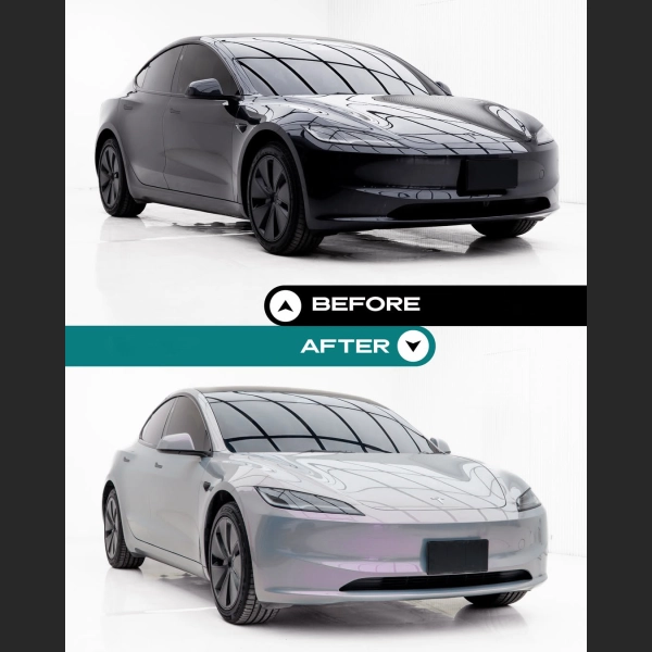 PET Technological Grey To Pink Car Vinyl Wrap