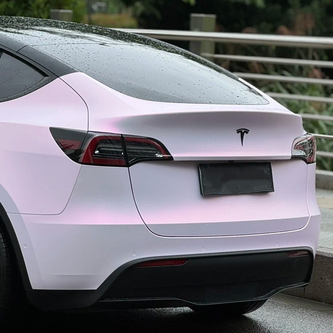 PET Matte Metallic Pink to White Car Vinyl Wrap 