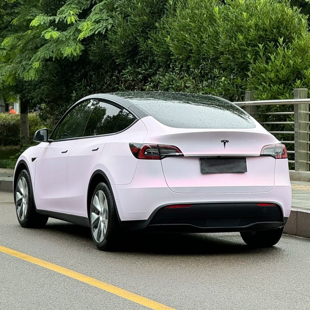 PET Matte Metallic Pink to White Car Vinyl Wrap 