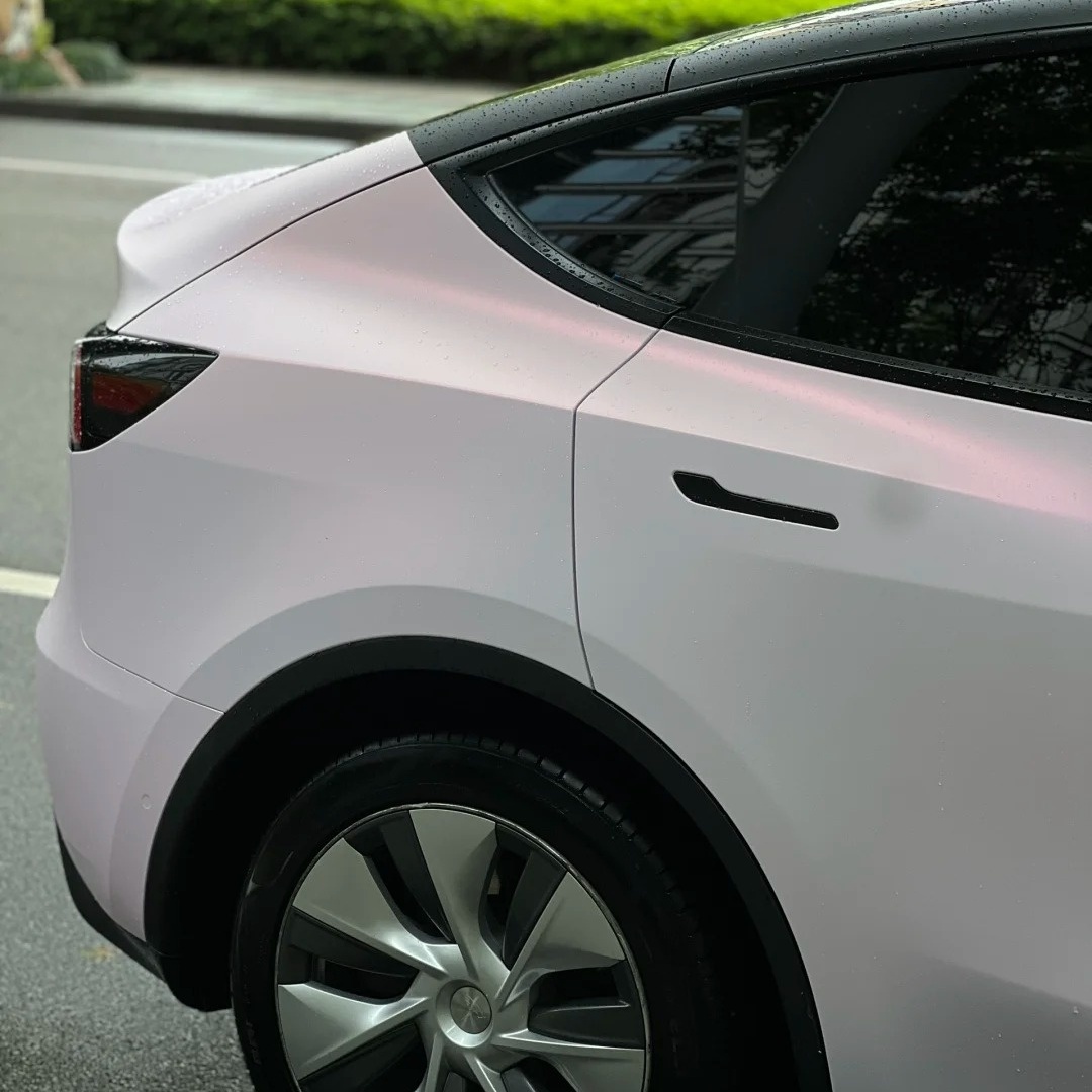 PET Matte Metallic Pink to White Car Vinyl Wrap 