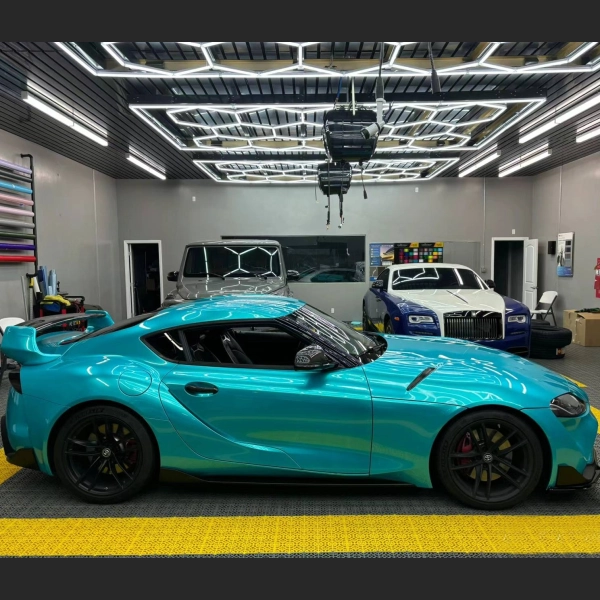 Gloss Metal Paint Lake Blue Car Vinyl Wrap